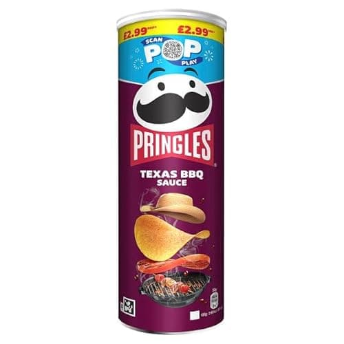Image of Pringles Texas BBQ Sauce Flavoured Potato Crisps, 165g, Pack of 6
