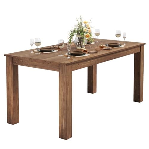 Image of GOLDFAN 160 cm Large Dining Table Rectangular Wooden Kitchen Table with Wood Legs for Dining Room and Living Room,160 * 80 * 76cm