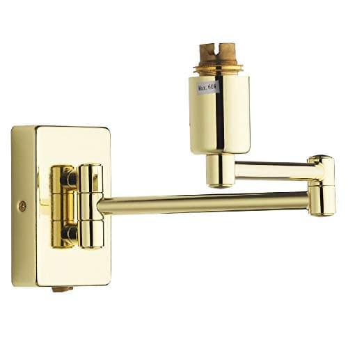 Image of Britalia Polished Brass Traditional Retro Switched Double Swing Arm Wall Reading Light Bracket | Discreet On Off Rocker Switch Operated | 1 x BC Lamp Bulb Required | Bedside - Living Room