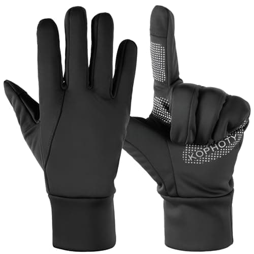 Image of KOPHOTY Winter Gloves Men Women Touch Screen Warm Gloves Water Resistant Windproof Thermal Gloves for Driving Running Cycling Texting (Black, X-Small)