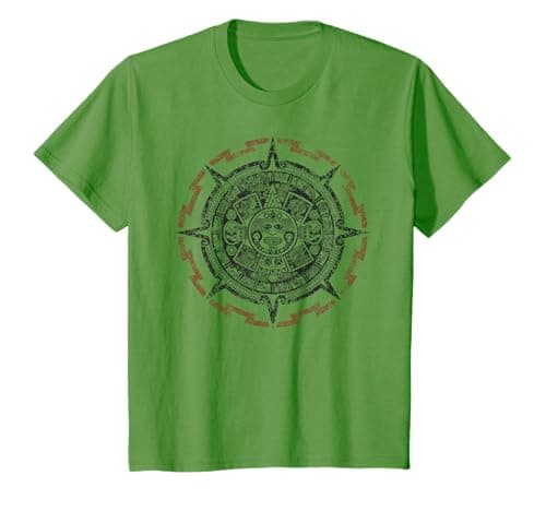 Image of Aztec Mayan Calendar Sun Stone Distressed T-Shirt