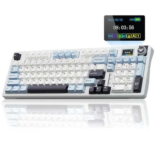 Image of AULA S98 Pro Mechanical Gaming Keyboard,BT5.0/2.4GHz/USB-C Wireless Mechanical Keyboards with LCD Screen,Knob,RGB Backlight,Hot Swappable Custom Keyboard for PC/Mac/Office/Gaming (Glacial Blue)