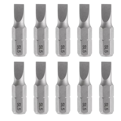 Image of sourcing map 10pcs SL5 Slotted Screwdriver Bit 1/4" Hex Shank 25mm/1" Length Magnetic Flat Head S2 Steel Screw Driver Bit