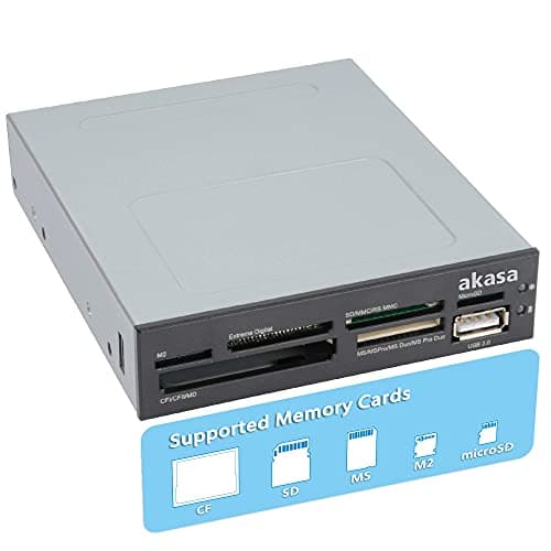 Image of Akasa Internal Media Card Reader | 6-port Media Card Reader | MicroSD | M2 | CF | SDHC | USB-A 2.0 | 3.5” PC bay | AK-ICR-07