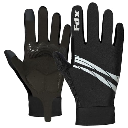 Image of FDX Full Finger Winter Cycling Gloves, Thermal Warm, Water Resistant, Windproof, Anti- Shocking Gel Padded Palms, Touchscreen, Breathable, Anti-Slip Men Women, Racing, MTB, Riding, Running Black-XL