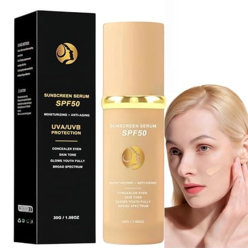 Image of 4-in-1 Colour Changing Foundation for Mature Skin, Hydrating Medium Full Coverage with SPF 50+, Longwearing & Waterproof, Moisturizing Concealer & Anti-Aging Sunscreen Serum