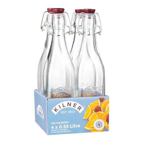 Image of Kilner Clip Top Square Bottle 0.55 Litre Tray of 4