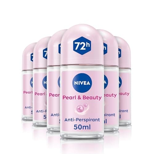 Image of NIVEA Pearl & Beauty Anti-Perspirant Deodorant Roll On (6 x 50ml), Roll On Deodorant for Women with 72H Sweat and Odour Protection, Women's Anti-Perspirant with Pearl Extracts (Pack of 6)