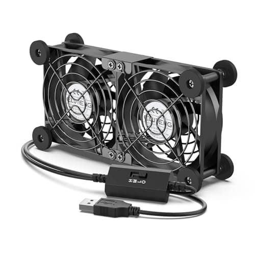Image of ELUTENG USB Fan 80mm 5V 2 in 1 with 3 Adjustable Speeds, Double Row USB Computer Fan 80mm PC Fan 8cm with 8 Shock Absorbent Feet for PS5 PS4/Laptop/TV Box/Router