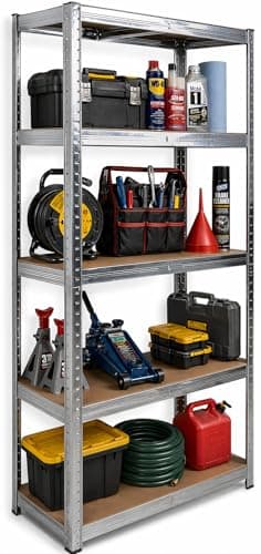 Image of DIVCHI 5 Tier Storage Rack Heavy Duty Shelving Aluminium Garage Shelves Heavy Duty Shed Storage Racking Shelf For Warehouse Workshop & Office (Silver, Pack of 1)