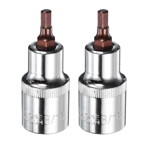 Image of sourcing map 2pcs 3/16" Hex Bit Socket 1/2" Square Drive SAE Extension Impact Bit Power Nut Driver Set S2 & CR-V Steel Socket Ratchet Wrench Bits