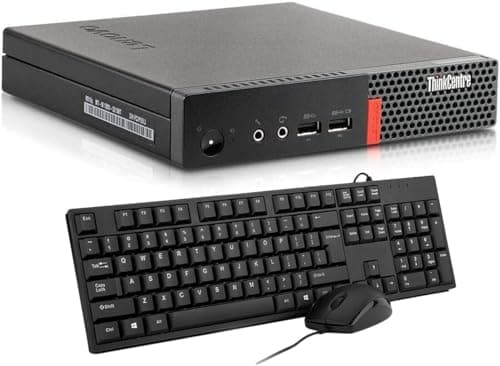 Image of Lenovo ThinkCentre M910q Mini Desktop Computer PC, Intel Core i5-6500, 8 GB RAM, 256 GB SSD, US QWERTY Keyboard, WiFi, Bluetooth, Windows 11 Pro (Renewed)