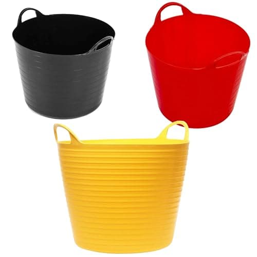 Image of Pluto Packaging 40 Litre Strong Robust Flexible Round Tubs Multi-Purpose Storage Container Bucket Red