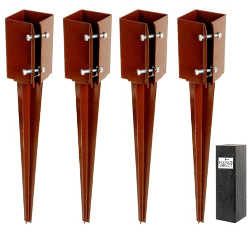 Image of [FIXINGS DIRECT®] 100mm (4") Industrial Fence Post Spike Support 750mm Long Drive Down Post Spike Kit (Includes Free Driving Tool) (4)