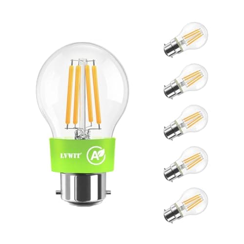 Image of LVWIT B22 Bulb,Ultra-Efficient LED Filament Light Bulb,40W Golf Ball Bayonet Light Bulbs,2.2W Energy Efficient Light Bulb,A-Class Warm White Light Bulbs Bayonet,470LM,2700K,Non Dimmable (6,Clear)