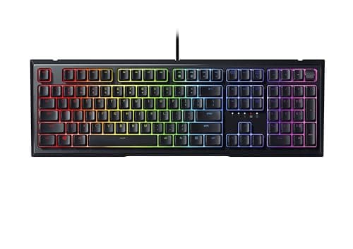 Image of Razer Ornata V2 - Gaming Keyboard with Mecha-Membrane Keys (Hybrid Mecha-Membrane Switch, Chroma RGB Backlight, Digital Volume Wheel, Ergonomic Wrist Rest) Black|US Layout