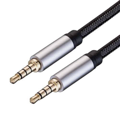 Image of PENCILUPNOSE 3m 3.5mm TRRS Male to Male Aux Braided Cable Audio Mic Lead 4-Pole Lead Headphone Compatible with Xbox PS4 PS5 Laptop PC TV MP3 Car Aux Microphone Headset Earphone Speaker