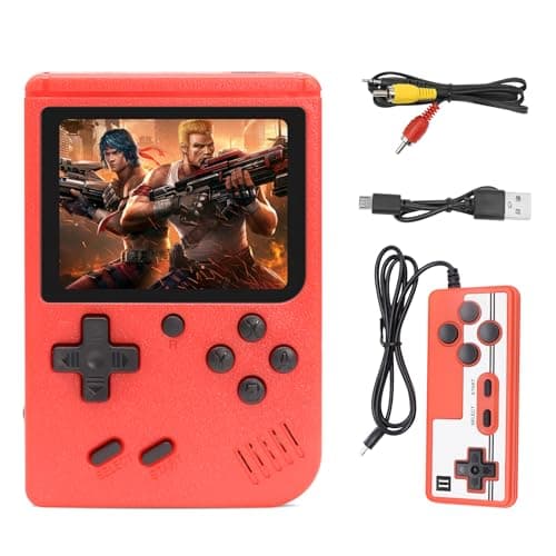 Image of Handheld Games Consoles, Retro Handheld Game Console With a 3 inch Screen, Featuring over 500 Classic Games Pre Installed, Handheld Games Device Comes with Dual Controllers (Red)