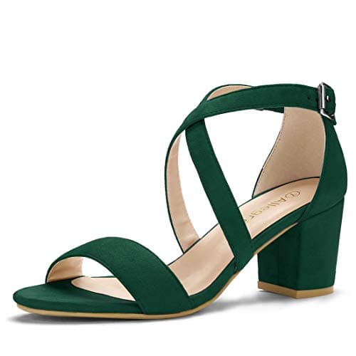 Image of Allegra K Women's Crisscross Ankle Strap Block Heel Sandals Green 7 UK/Label Size 9 US