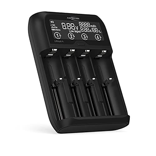 Image of ANSMANN Universal Lithium 4 Battery Charger for Li-ion 18650 21700 26650 22650 18500 UVM. & NiMH AA/AAA/Baby C - Battery Charger for Lithium Ion Cells and NiMH Batteries, USB Type C Input