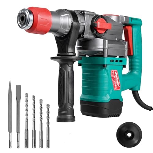 Image of HYCHIKA Hammer Drill, SDS Plus Drill, 900W Demolition Hammer, Concrete Breaker, 790 RPM Corded Rotary Drill for Masonry, 4400 BPM Electric Chisel