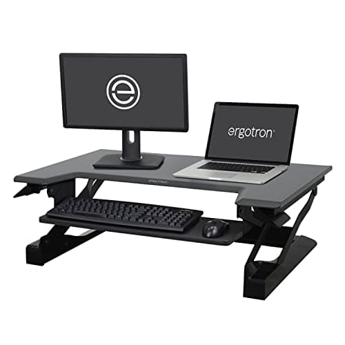 Image of Ergotron WorkFit-T Sit-Stand Desktop Workstation - Stand for LCD display / keyboard / mouse / notebook - black - screen size: up to 30" - desktop
