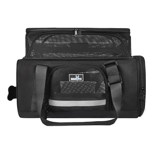 Image of Wakytu Expandable Pet Carrier, Airline Approved Cat Carrier Travel Soft-Sided Dog Carrier with 5 Ventilated Mesh, Safety Lock Zipper, Washable Pet Mat and Pocket