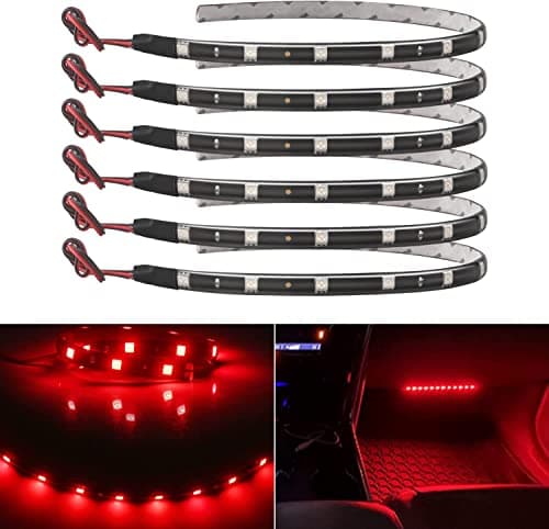 Image of Car Led Strip Lights 30CM Waterproof Interior/Exterior Red Led Strip 12V 5050 12SMD, Pack of 6