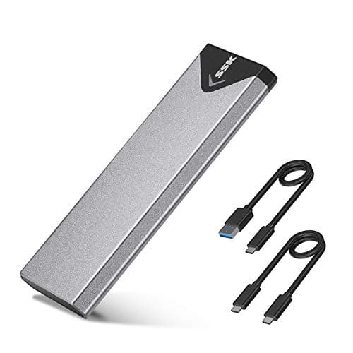 Image of SSK M.2 NVME & SATA SSD Enclosure, USB 3.2 Gen 2 10Gbps M.2 Caddy, Aluminum External SSD Adapter Supports UASP TRIM for M-Key & M+B-Key Size in 2242 /2260/2280 SSDs