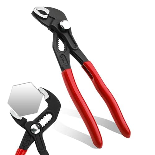 Image of Water Pump Pliers 7" 180mm Quick Adjustable Pipe Wrench Grips Tongue and Groove Pliers Slip Joint Plier with Non-Slip Handle Tools for Plumbing Home Repairs Mechanical Maintenance, Red