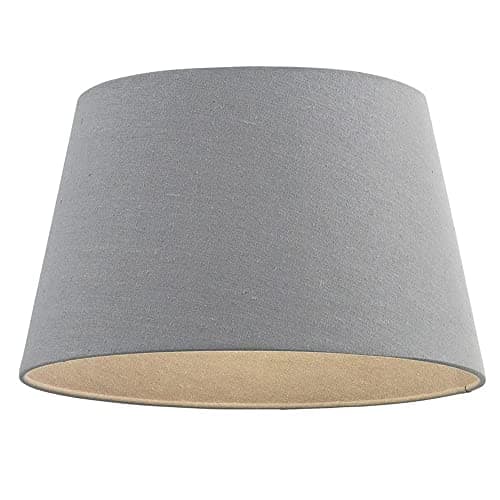 Image of National Lighting Modern Lampshade Grey Linen Effect Fabric Lampshades - 8-Inch Tapered Light Shade - 40W 240V Incandescent or LED E14 Golf (Not Included)