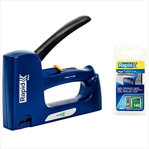 Image of Rapid Heavy Duty Manual Staple Gun R44 with 970 No. 140 Staples Included, Insulation and Plastic Wrap Tacker, with Ergonomic Handle and All-Steel Interior Wear Parts, Made In Sweden (5000624)