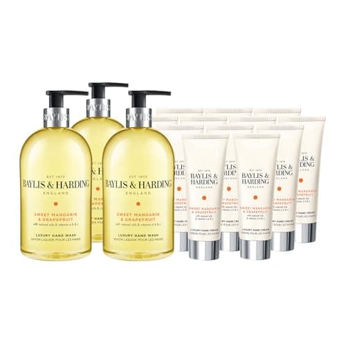 Image of Baylis & Harding Sweet Mandarin & Grapefruit Bundle: 3 x 500 ml Hand Wash & 12 x 50 ml Hand Cream - Vegan Friendly
