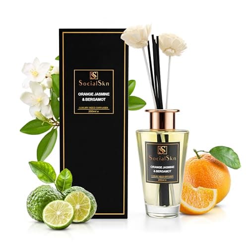 Image of Orange, Jasmine & Bergamot | Reed Diffuser 200ml | 33% Premium Fragrance Oil | Luxury Inspired by P Paradoxe | Long-Lasting Home Fragrance | 8 Reeds & 2 Decorative Flowers | Giftable Aroma Diffuser
