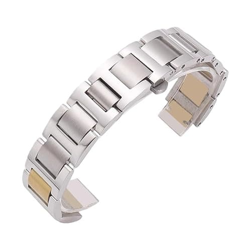 Image of ROUHO 316L Stainless Steel Men's Watch Strap Women's Replacement Metal Watch Bracelet Compatible with Cartier Ballon Bleu-Silver Gold 8 * 16mm
