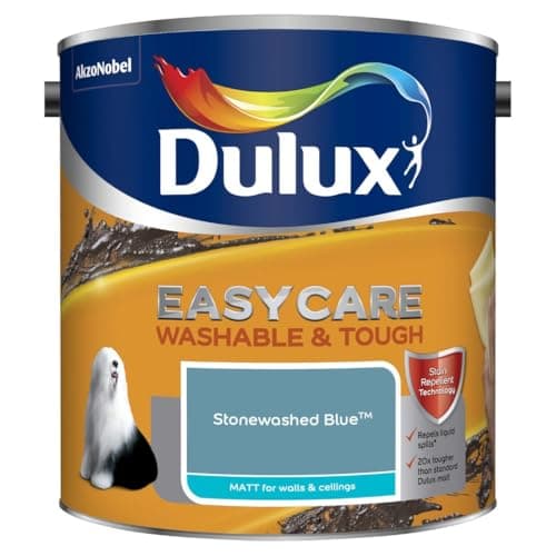 Image of DRW Stonewashed Blue Easycare Washable Tough Matt Emulsion Paint 2.5L | Interior Wall and Ceiling Paint | Durable Stain Resistant Matt Finish | Washable Paint for Living Room Bedroom Hallway
