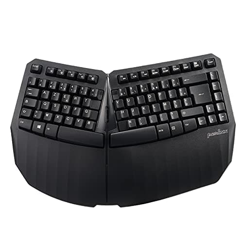 Image of Perixx PERIBOARD-613B, Mini Ergonomic Wireless Keyboard Dual Mode 2.4G and Bluetooth Compatible with Windows and Mac – Black – French AZERTY