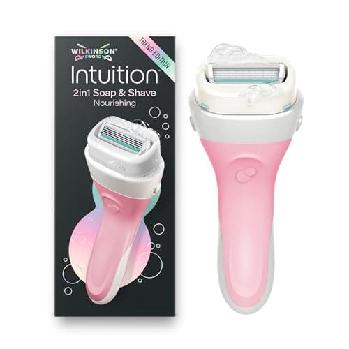 Image of Wilkinson Sword Intuition 2in1 Soap & Shave Nourishing Razors for Women, Trend Edition, Built-in Vegan Soap, Women's Razor Handle Plus 1 Blade Refill