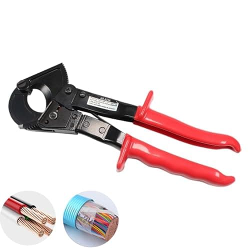 Image of Ratchet Cable Cutter, Heavy Duty Wire Cutter for Aluminum Copper Cable Up to 240mm², One-Hand Operation Ratcheting Wire Cutting Tool with Safety Release for Electrical Work