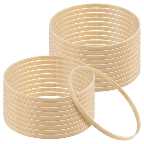 Image of TAICHEUT 20 Pack Wooden Bamboo Floral Hoops, 20cm Wreath Rings for DIY Crafts, Wedding Decor, Dream Catchers, Macrame Wall Hangings