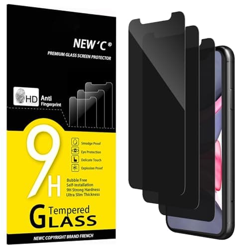 Image of NEW'C 3 Pack Privacy for iPhone 11, iPhone XR Screen Protector, Enhanced 28-Degree Privacy Angle, Ultra Durable 9H Hardness, Bubble-Free