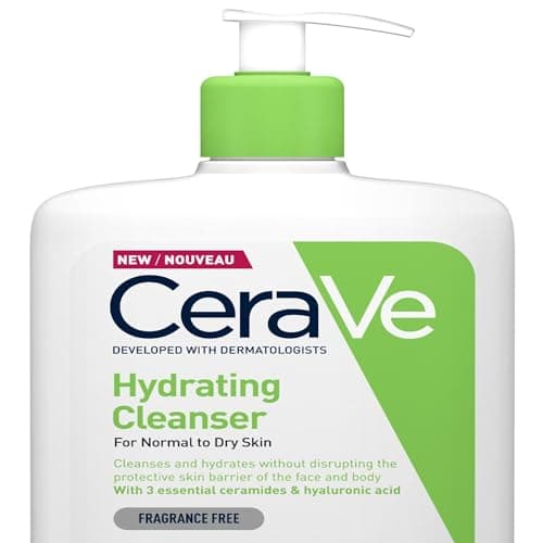 Image of CeraVe Hydrating Cleanser With 3 Essential Ceramides & Hyaluronic Acid, Gentle Non-Foaming Face Wash For Normal to Dry Skin, Face & Body Cleanser, Dermatologist Developed, 1L