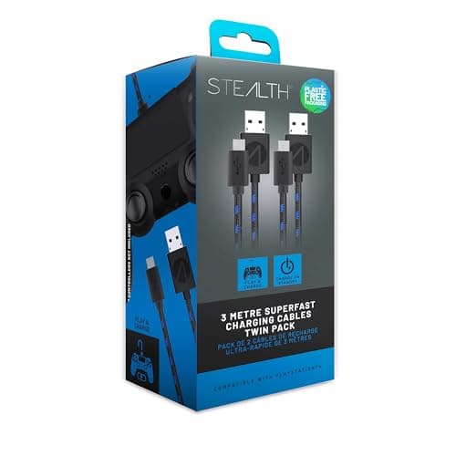 Image of STEALTH SP-C10 Twin Play & Charge Cables (2x3m) - Black for PS4