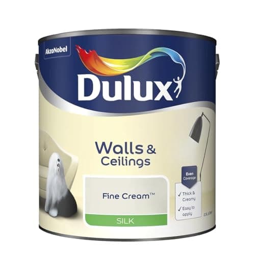 Image of Fine Cream Walls & Ceilings Silk Emulsion Paint 2.5 L – Smooth Washable Silk Finish, Quick Dry, Low-VOC, Easy Application for Interior Walls & Ceilings