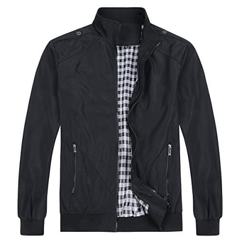 Image of Allthemen Mens Summer Bomber Jackets Baseball Lightweight Windbreaker Sports Coat #7533 Black L