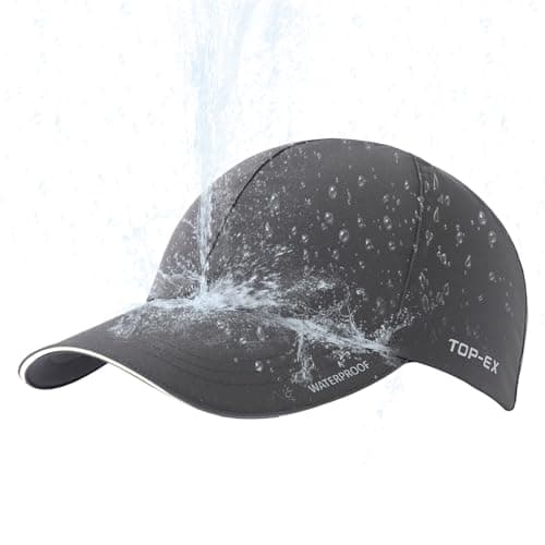 Image of TOP-EX Mens Waterproof Baseball Cap for Running Golf - Sun Rain Cap All Weather Protection UV Reflective Breathable Outdoor Hat Dark Grey M/L