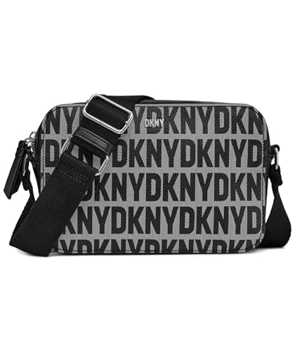 Image of DKNY Women's Tutu Double Zip Camera Bag, Black Logo and Black