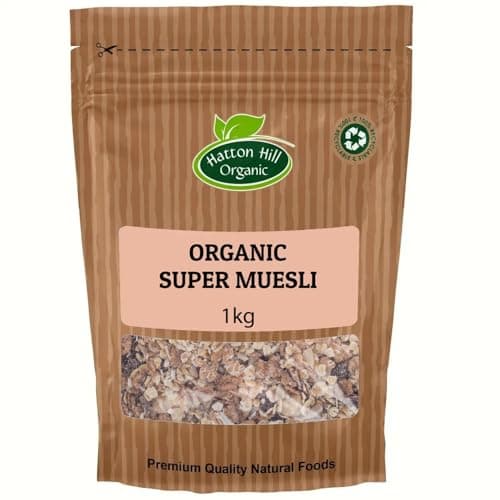 Image of Organic Super Muesli 1kg - A Delicious Blend of wholegrain Flakes and Fruits, Combined with Sunflower Seeds, Whole Roasted Hazelnuts & Dates. by Hatton Hill Organic