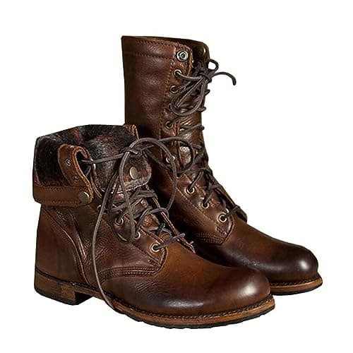 Image of SIULAS Medieval PU Leather Boots - Retro Riding Boots for Men & Women - Brown, Size 38 EU