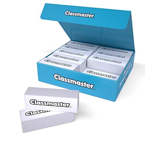 Image of Classmaster PE20 Pencil Erasers – Large, PVC-Free, Phthalates-Free – White, Pack of 20